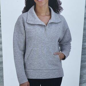 Kirkland Signature Women's XXL Half-Zip Sweatshirt Gray d1531